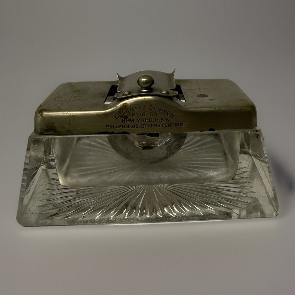 Antique Cushman & Denison Rotary‎ Inkwell Stamped 1905 NY RARE